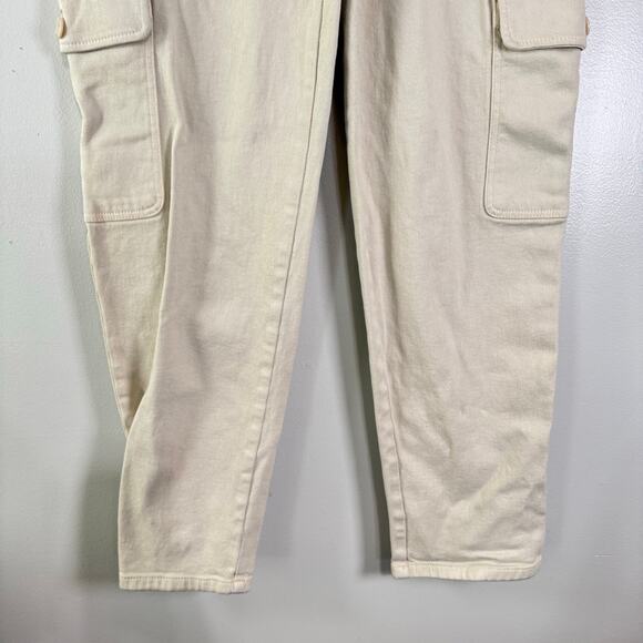 Wilfred Free Modern Cargo Pants Womens Size 6 Ivory High Waisted Twill Straight - Picture 3 of 14